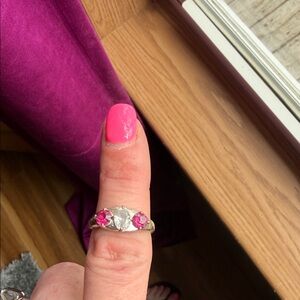 Oomphies Silver Ring with Pink Accents
